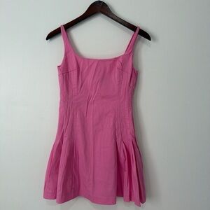 Zara Pink Square-Neck Fit & Flare Mini Dress